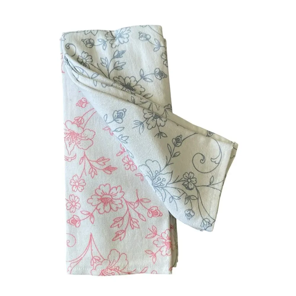 TAHARI HOME Kitchen Towels 3pk Easter Bunny Rabbit Garden Flowers 18